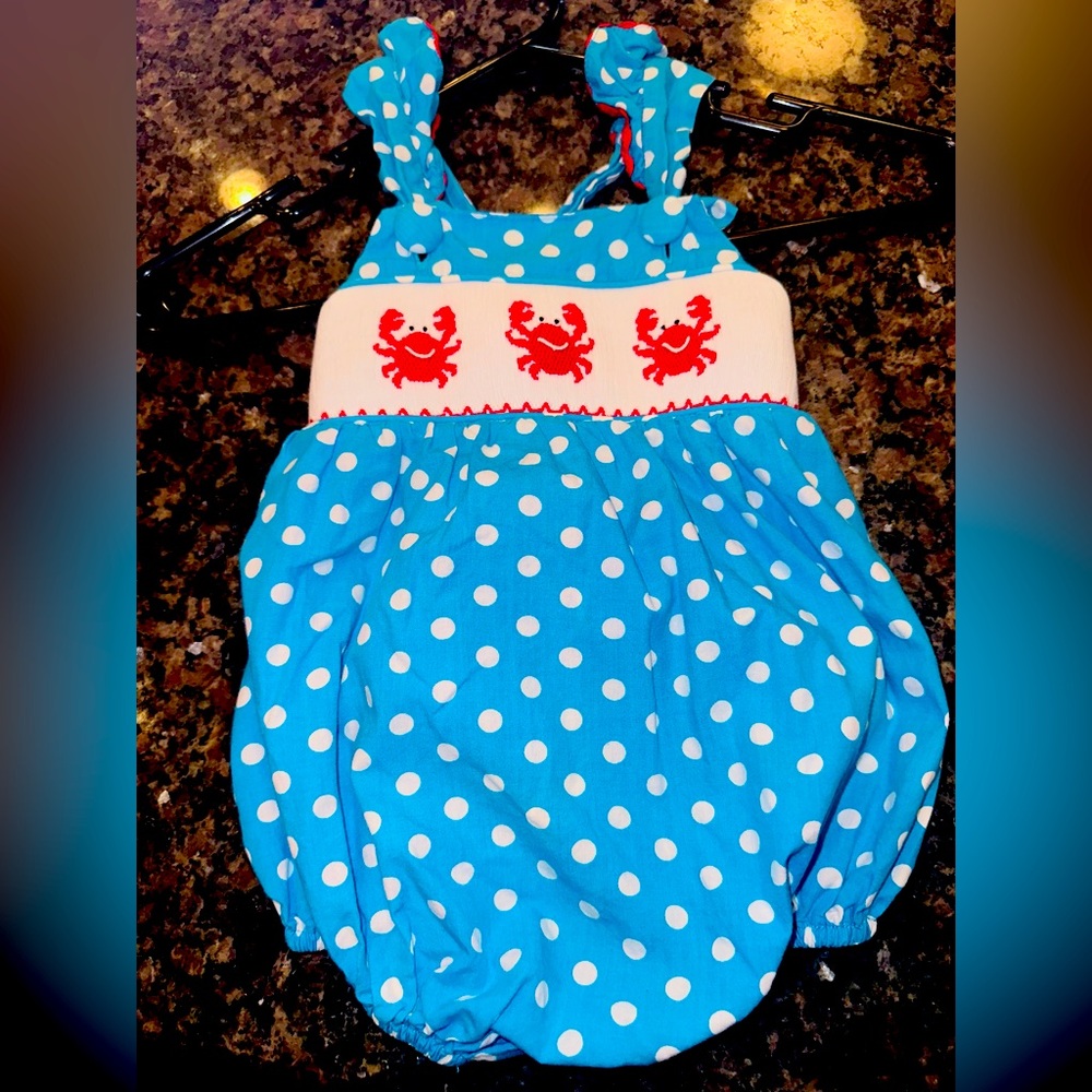 Smocked Auctions Crab smock bubble - perfect for the beach 18m